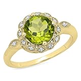 Dazzlingrock Collection Damen-Verlobungsring, 18 Karat Gold, Rundschliff, Peridot und...