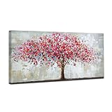 Mintura Art Artwork Handgemaltes Wandbild, Motiv: Der große rote Baum, Wohnzimmer,...