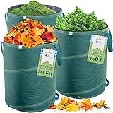 TTL Garden 3x 160L Pop Up Gartensack Premium - 220gsm 600D Oxford Gewebe...