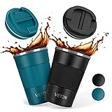 VETIN 2 Stück Thermobecher Kaffee to go, 380ml Kaffeebecher to go Thermo,...