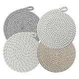 Kapokr 4 Stück Topfuntersetzer Hitzebeständig Untersetzer Topf aus Baumwolle Teller...