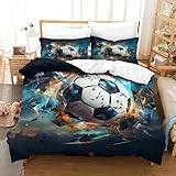 CUBSKRIRB TierD Fußball Bettbezug Set Bettwäsche Kinderbettwäsche Reißverschluss Mit...