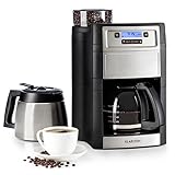 Klarstein 1,25L Kaffeemaschine mit Mahlwerk & Timer, Kaffeemaschine Filtermaschine mit...