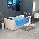 Tronitechnik® Whirlpool Badewanne Mykonos 180cm x 88cm mit Heizung, Wasserfall,...