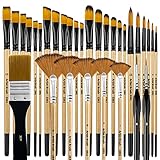 Bougimal Pinselset Acrylfarben, 32 Acryl Pinsel Set, Künstlerpinsel mit rund, eckig,...