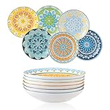 AHX Teller Set Tiefe Teller - Pastateller Suppenteller Salatteller 680 ml - Porzellan...