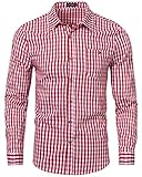 LUYANA Herren Langarm Karohemd Trachtenhemdbluse Button-down für den Alltag und...
