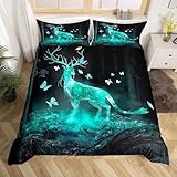 Rodths Hirsch Elch Tierwelt Bettwäsche 155x220, Bettbezug 155 x 220 2er Set, Weiche...