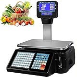 MOKLYF Kommerzielle Digitale Preisrechenwaage mit Thermoetikettendrucker, elektronische...