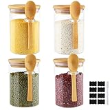 Mezzar Vorratsgläser mit Deckel und Löffel, 4er Set 500ML Glasbehälter Vorratsdose für...