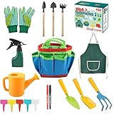 Kinder Gartengeräte Set, 23-teilig Gartenspielzeug Set, Gartengeräte für...