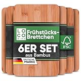 Loco Bird Frühstücksbrettchen Set aus Bambus Holz (6 Stück) - 22x14cm -...