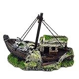 Kexpsogy Aquarium sinkendes Schiff, Dekoration, versunkenes Schiff, Ornamente, Kunstharz,...