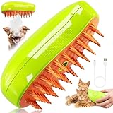 KatzenbüRste mit Dampf,3-In-1 Dampfbürste Katze Grün Steamy Brush Katze Dampfbürste...