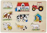 Goki 57908 Steckpuzzle Bauernhof I, bunt