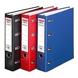 Doppelordner 3er Pack farbig sortiert maX.file protect A4 rot schwarz blau 7cm...