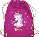 Turnbeutel Rucksack - Einhorn Unicorn - Unisize - Fuchsia - beutel wechselkleidung...