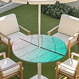 Muiuou Rund Tischdecke mit Loch Zipper, Sommerblätter-Muster Tischdecken, Elastisch...