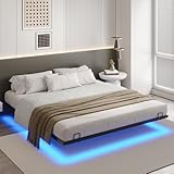 DICTAC Bett 160x200 mit LED Beleuchtung Bettgestell 160x200 mit Lattenrost aus...