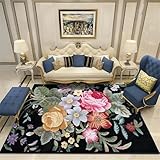 Tospass Blumen Teppich Wohnzimmer 50x120cm Kurzflor 3D Floral Vintage Teppiche Bunt...