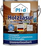 PLID® Holzlasur Innen & Aussen Grau 2,5L - Holzschutzlasur Außen mit UV beständigem...
