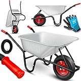 MASKO® Schubkarre Bauschubkarre Gartenschubkarre 100 Liter 250kg Luftreifen mit...