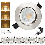 BOYIR 6er Set LED Einbaustrahler 230V Ultra Flach LED Spots 3 stufe Dimmbar 6W...