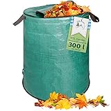 TTL Garden 1x 300L Gartensack Premium - mit Deckel verschließbar selbststehend - 4 Griffe...