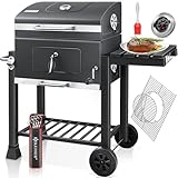 KESSER® Grill Grillwagen BBQ Smoker XL Holzkohlegrill mit Deckel, Rädern,...