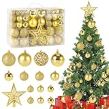 AMZJMT 101 Stück Weihnachtskugeln Set-Weihnachtsbaum Kugeln,Premium Christbaumkugeln...