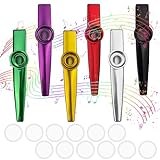 Baxcdyswe 6 Stück Kazoo Instrument, Metall Kazoos mit 12 Austauschbaren Membran,...