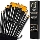 Pinturale Pinselset Acrylfarben für Profis | Acrylic & Oil Masters | 12-Teiliges Pinsel...
