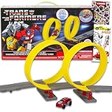 Transformers Rennstrecke und Spielzeugauto-Set - Bündel mit Transformers Rennwagen...