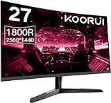 KOORUI Gaming Monitor 27 Zoll, 1800R Gebogene Oberfläche, 2560X1440 (QHD)...