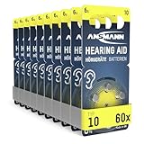 ANSMANN Hörgerätebatterien Typ 10 gelb P10 PR70 ZL4, 60 Stück, Vorratspack,...