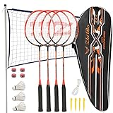 Fostoy Badmintonschläger, Badmintonschläger Set mit 4 Badmintonschlägern und 3...