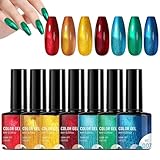 Neon-Gellack – 7 Stück glitzernder, mehrfarbiger Gel-Nagellack | Schönheitsprodukt...