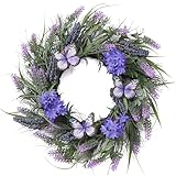 Valery Madelyn Türkranz Frühling, Künstliche Lavendel Blumenkranz mit Schmetterling,...