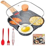 Gimars Spiegeleipfanne mit Deckel, 4 Loch Pancake Pfanne, Aluminium-Antihaft...