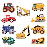 Jognee 10 Stück Baufahrzeug Patch Kit,Bügelflicken für Kinder Gestickte...