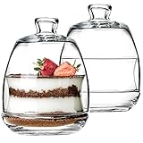 CRYSTALIA Bonboniere Glas mit Kuppel 2er Set 255 ml, 100% BLEIFREI Glasschale...
