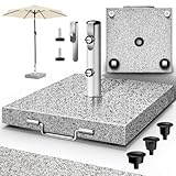 tillvex® Granit Sonnenschirmständer mit Rollen & Transportgriff 27 kg Eckig |...