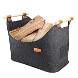 TUT Holzkorb für Kaminholz，XXL 60L Kaminholzkorb, Brennholzkorb aus Extradickem Filz,...