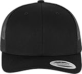 Flexfit Unisex 6606-Retro Trucker Kappe, Schwarz, One Size