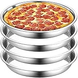 Elsjoy 4 Stück 33 cm Edelstahl Pizzaform, Tiefe Runde Backform, Großes...