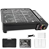 Tragbarer Gasgrill Camping Grill Set mit Grill pan BBQ Netz Mit einem Clip...