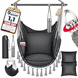 KESSER® Hängesessel mit 2 Kissen Getränkehalter & Bücherfach Safari XXL...