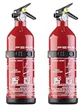 PEARL Mini Feuerlöscher: 2er-Set kompakte ABC-Feuerlöscher für Kfz & Boot, 1 kg, 5A 34B...