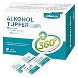 Winner Medical 200 Stück 75% Ethanol Alkoholtupfer,4-lagige quadratische Wattepads, gut...