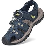 FLARUT Sandalen Herren Outdoorsandalen Trekkingsandalen Leder Wandersandale...
